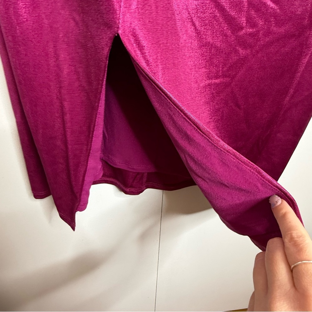 Dress The Population Laos Metallic Pink Fuchsia One Shoulder Dress Small NWT - Picture 4 of 13